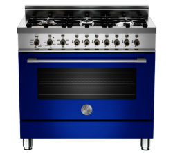BERTAZZONI  Professional 90 Dual Fuel Range Cooker - Blue & Stainless Steel